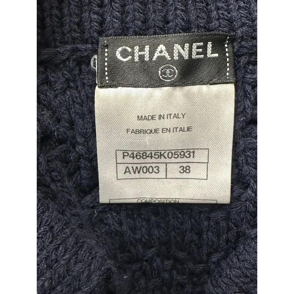 Chanel 13B Black Wool Cashmere Chunky Knit Sweater Coat Sz.38